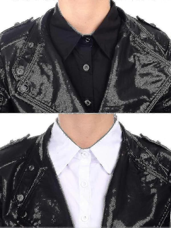 2-delt avtakbar falsk krage for damebluse Dickey 1 Black and 1 White