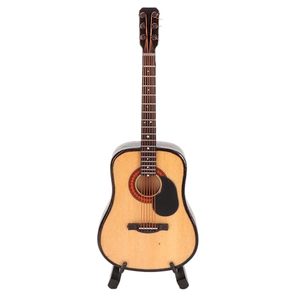 Miniatyr træguitarmodel Højsimulering elguitar Minimusikinstrument med stativ og etui til hjemmet
