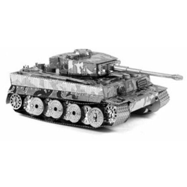 DIY monteringsmodell 3D tredimensionell nanometer full metall pussel tank båt tåg bil leksak Tiger tank silver, modell: Tiger tank silver