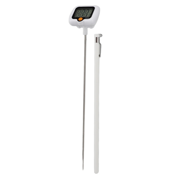 Digitalt godtermometer med gryteklemme Oljetermometer i rustfritt stål med 180 graders roterende sonde for grilling Fritering BBQ Matlaging Hvit