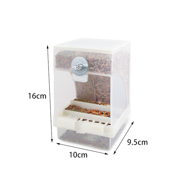 【NX】Transparent fuglefoderautomat Automatisk kæledyrsfrøfoderautomat Foderbeholder Fugleburstilbehør