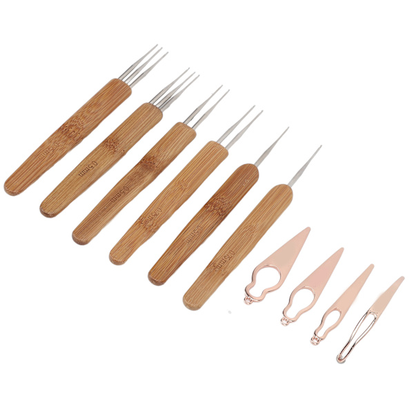 10 st Dreadlocks Verktygsset Legering Bambu Virknål Dreadlocks Nålar Kit för hårstyling Rose Gold