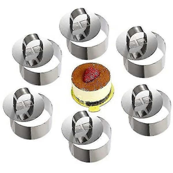 Mousseringe Kageform i rustfrit stål med skyder, 8 cm diameter, 6 dele (rund) - YH