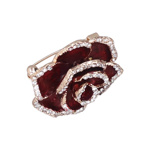 Brosch Pin Camellia Form Elegant Utsökt Strass utsmyckad Brosch för kvinnor Kläder Siden Halsduk Dekoration PresentRöd