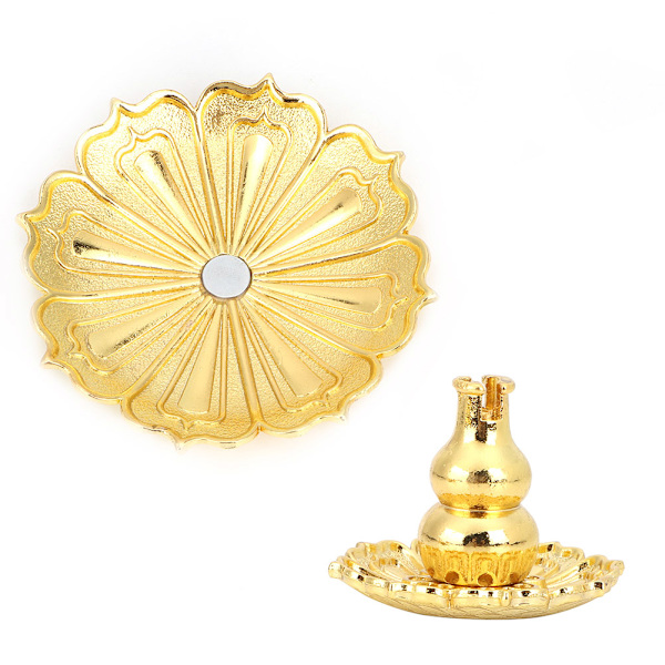 Mini Kobberlegering Blomform Røgelsespinde Stativ Baseholder Hjem Dekoration (Guld)