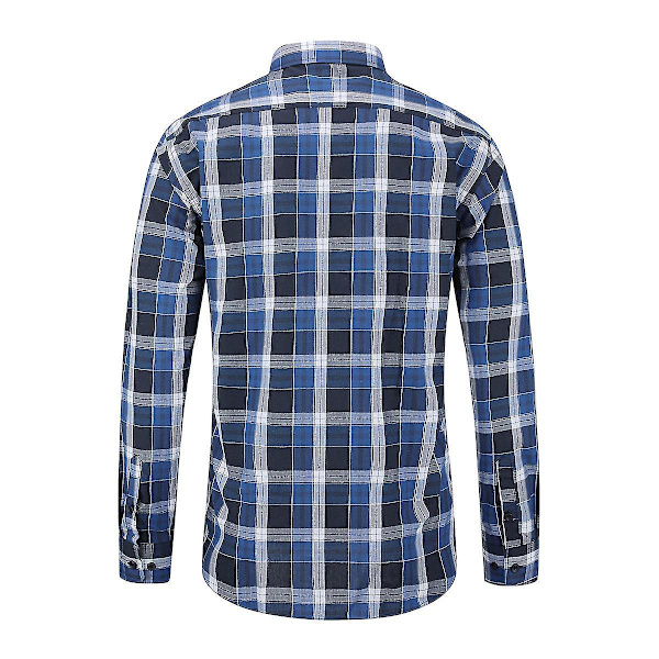 Rutete skjorte for menn, lang ermet, casual, 3XL - Mørkblå, svart, hvit