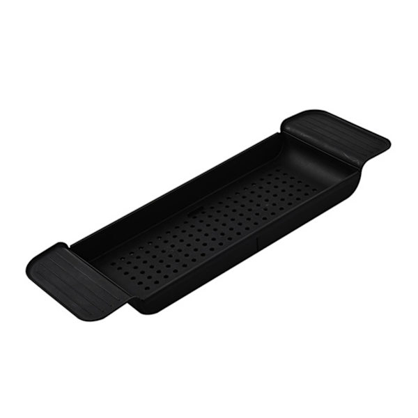 Badkarsbricka Stabil placering Expanderbart plastmaterial Dräneringsdesign Bath Caddy Badkarsbord för badrum Svart