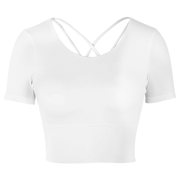 Dam Sommar Sexig Sport Kortärmad Toppar för Yoga Fitness Träning Sport Tillbehör Vit L