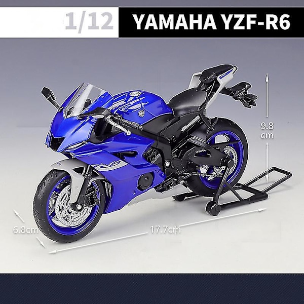 Yamaha YZF-R6 Gjutlegering Leksaksmotorcykel Racing Bilmodell för Barn Vit