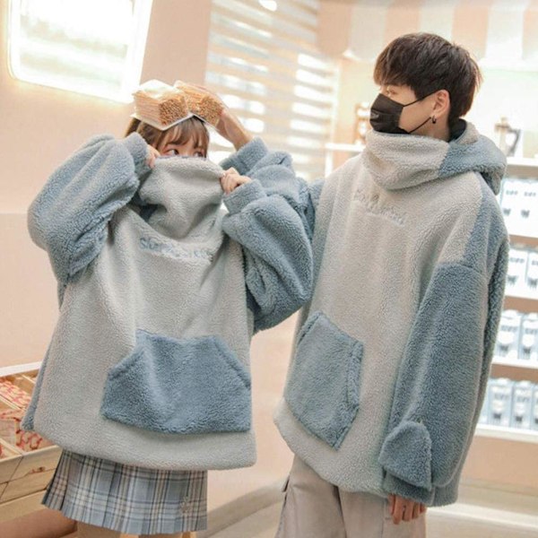 Hættetrøje Dame Hætte Shark Plys Hættetrøje Fuzzy Indvendig Fleece Løstsiddende Trøje Topper Tøj til Par Hjem