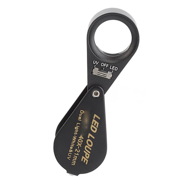 Korujen suurennuslasi 40X 21 mm taitettava suurennuslasi LED- ja UV-valolla tarkastukseen tee-se-itse