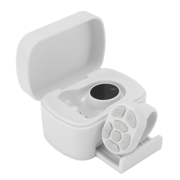 Fjernbetjening Scrollring Bluetooth 5.3 APP Sideskifter Kameraafbryder Fjernbetjening Selfie-knap Clicker med opladningsetui til mobiltelefon Hvid