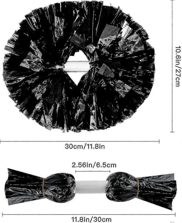 4 stk. cheerleading-pomponer til cheerleader-kostume til kvinder, 2 par cheer-pomponer Bright Black