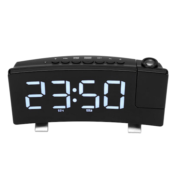 Digital väckarklocka 180° projektion på takvägg USB-driven väckarklocka för sovrum Heavy Sleeper Kid Äldre Vit typsnitt