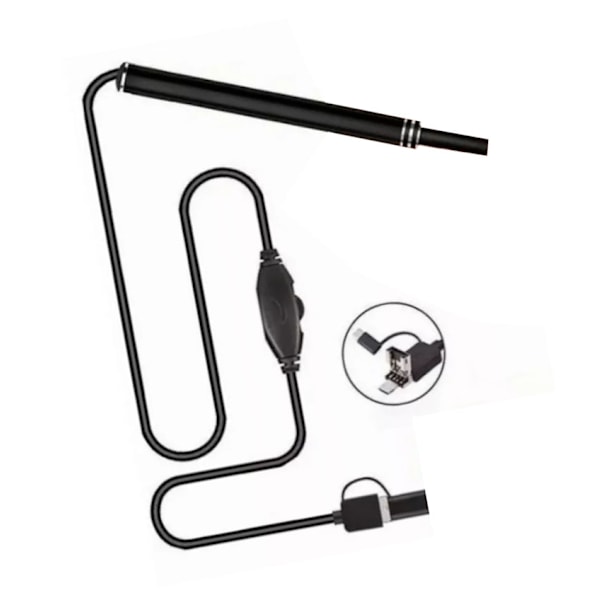 Digital Otoscope Camera Ultra Clear View 6 LED-lampor IP67 Vattentätt Ear Scope Endoskop för Android OTG Svart 5,5 mm