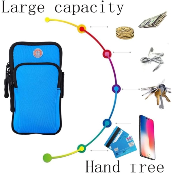 Løbearmbånd, armtaske til gym jogging (blå)
