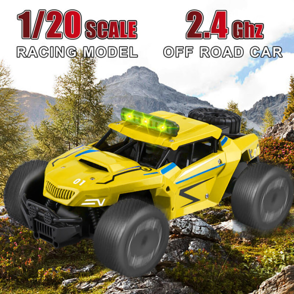 RC Car 2.4GHz Off-Road Car 1/20 Racing Car Fjernkontroll Truck RTR, modell:Jaune