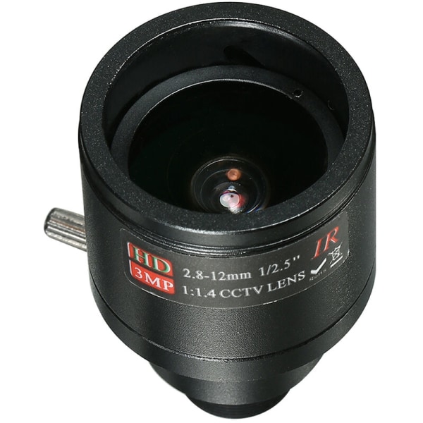 M12 HD 2.8-12mm 3 Megapixel F1.4 Manuell fokus Zoom CCTV Varifocal MTV IR fast irislins för CCTV-säkerhetskamera (utan IR-filter), modell: svart