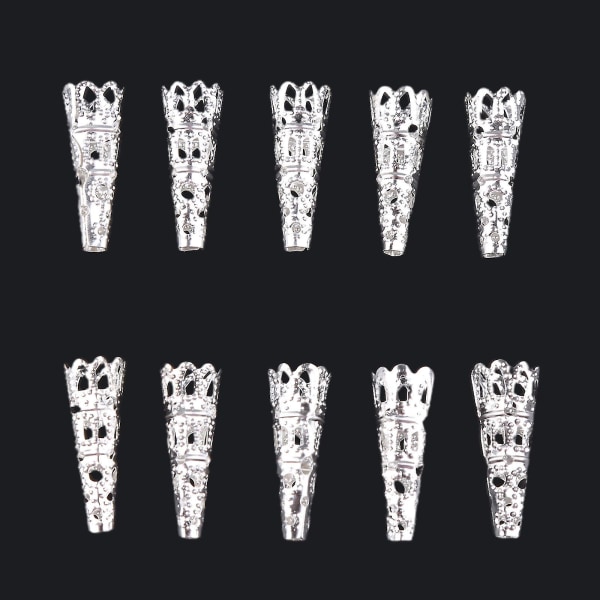 10 stk antikk sølv blomst utskåret harpiks Crystal Pendel Perle Cap smykker Making Silver 41mm