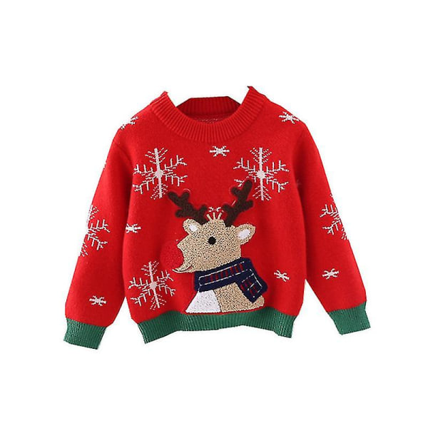 Kids Ugly Christmas Sweater Outfits til Holiday Party Strikket Pullover RED 120CM