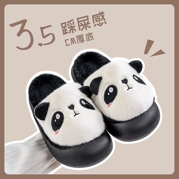 Vinter tykke Panda bomullstøfler for kvinner White 36-37