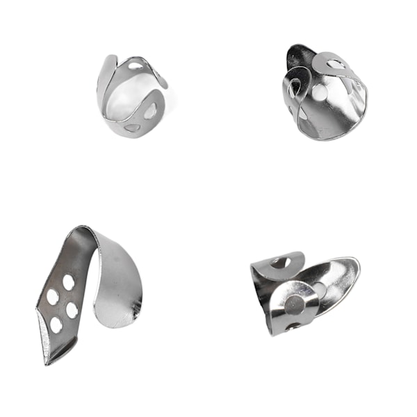 4st Gitarr Finger Pick Rostfritt Stål Glänsande Utseende Metall Tummen Pick Gitarr Tillbehör Silver