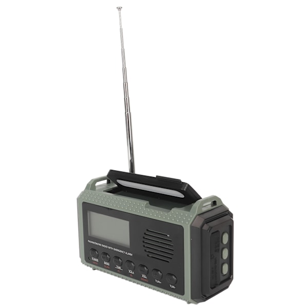 Nødradio FM AM SW WX 10000mAh Solcellelading Bærbar LCD Digital Display Håndsveiv Radio for utendørs bruk