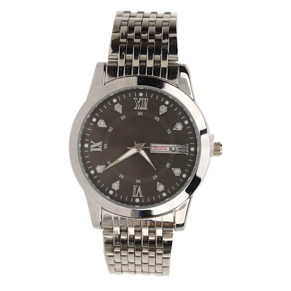 Herre-ur med Quartz-værk, Dag/Dato, Vandafvisende, Casual, Luksuriøst, Lysende, Mode, Dress-ur med Alloy-armbånd til Forretning, Sølv/Sort