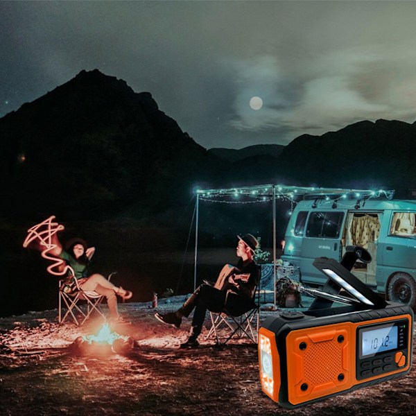 Bärbar nödradio Utomhus Handvev Radio Wind Up Ficklampa Radio 4000mAh Power Bank Väderradio för campingvandring