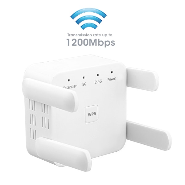 WiFi Range Extender Netværksport Vægstik Trådløs Relæ 1200M Dobbelt Frekvens 100‑240VUK-stik