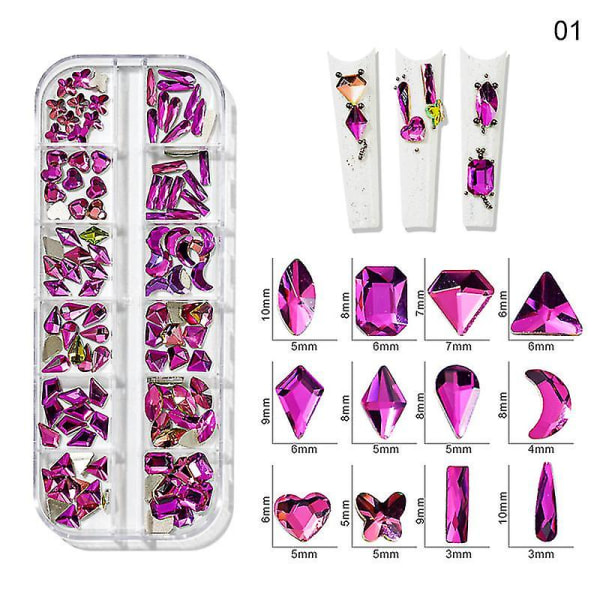 3D Glitter Nail Art Ab / värikäs Hotfix Strassikivi Tasakantainen Crystal Diamond Gems Multi 12 vyö Style 13