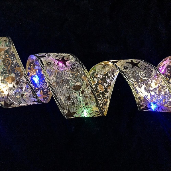 20M joulukoristeet LED-valot kaksoisnauha valonauhat joulukuusikoristeet valonauha roikkuvat joulutarvikkeet Gold Ribbon (Coloured)