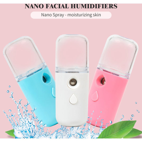 Nano ansiktsluftfuktare Bärbar ansiktsluftfuktare USB laddning för hudvård, modell: rosa