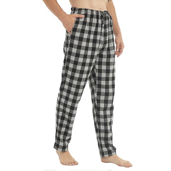 1-pack herrflanellpyjamasbyxor i bomull, rutiga loungebyxor Medium Black-Gray