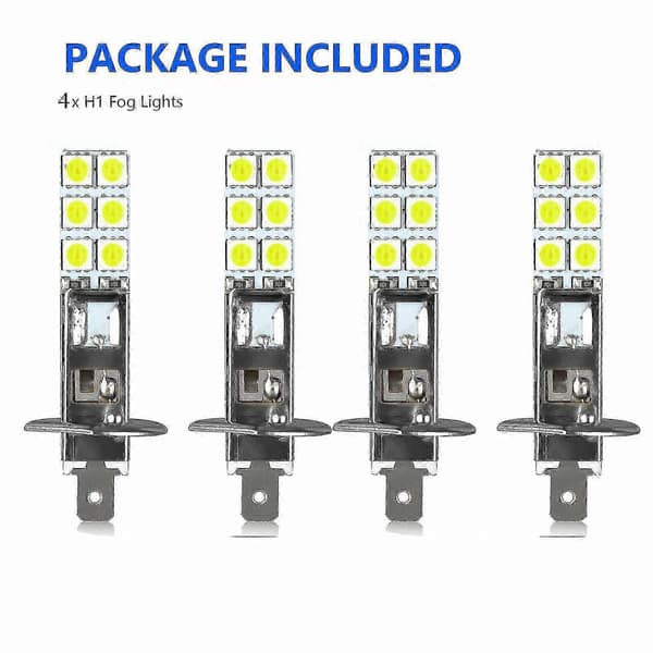 4 stk H1 LED-frontlyssett 80W 6000K superhvite tåkelys Silver
