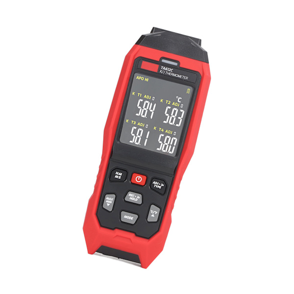K-Type Termoelements Termometer 4-kanals præcis måling Digital kontakttermometer Rød