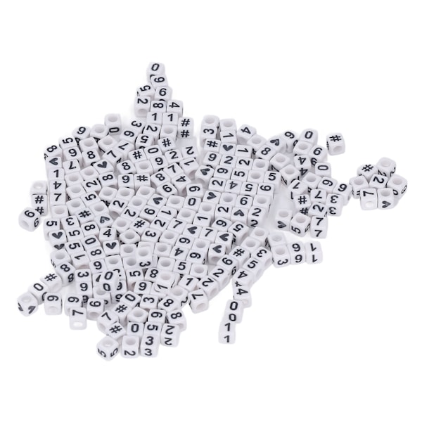 300 kpl Akryyli Numeropalloja Valkoinen 7x7mm Akryylihelmiä Korujen Valmistukseen DIY-Rannekorun Koristeluun