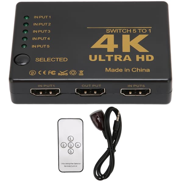 HD Multimedia Interface Switcher 4K 2K 30Hz 5 Port HD Video Converter til HDTV DVD Projektor