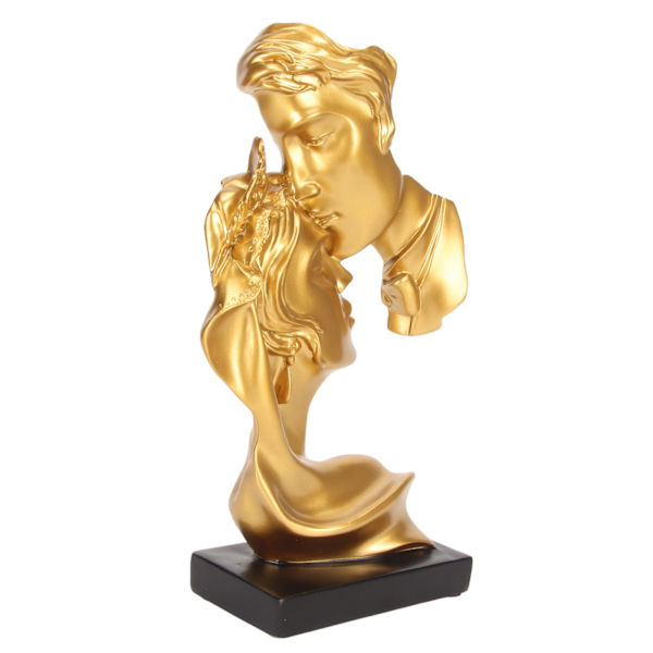 Kyssande älskare Statyer Harts Modern Romantisk Ornament Statyett Par Konst Hartsskulptur för heminredning Guld
