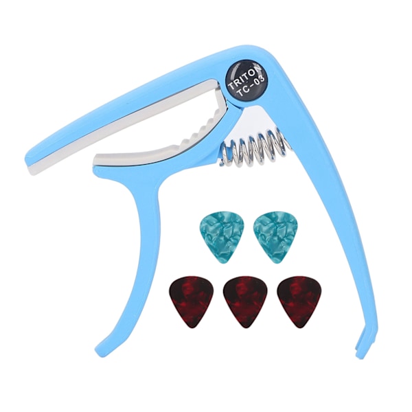 Elgitarr Capo ABS Quick Release Ukulele Gitarr Capo Set med 5 st gitarrval för Mandolin Banjo Blue
