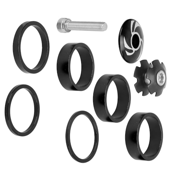 6 stk Sykkelheadset Spacer Aluminiumlegering Styre Stem Spacers for Mountain Bike Svart