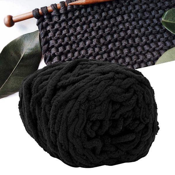 Enkel tjock isremsa Garn Nål Stickning vävd filt Slipper Line (svart)