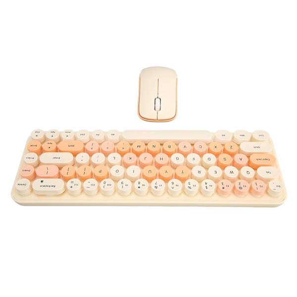 USB-tastaturmus 2.4G trådløs 68 taster Lavt strømforbruk Retro Søt ABS Spilltastaturmus for PC Tawny Blandet farge