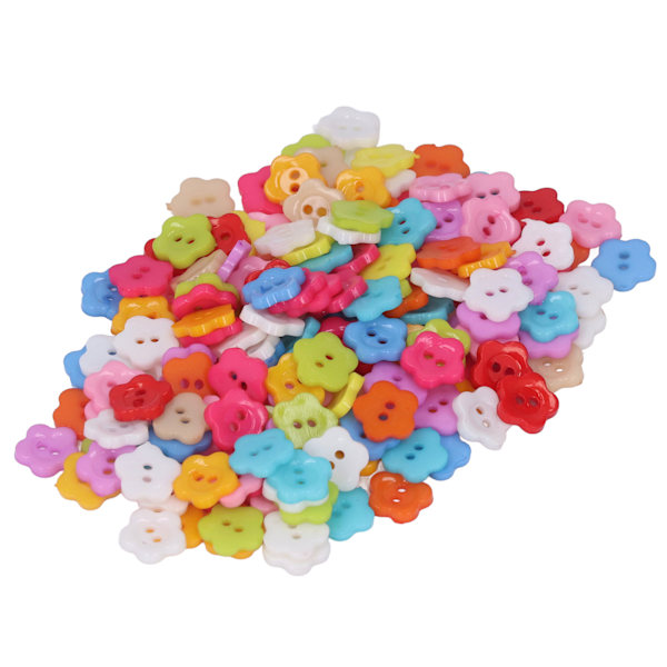 200 kpl Kukkakoristeita Värikkäitä DIY-muovikiiltäviä koristeellisia 1,3x1,3cm/0,5x0,5in ompelunappuja scrapbookingia varten