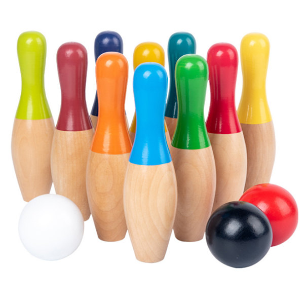 Puutarha Bowling Peli Puinen Piha Keilapeli Setti 10 Keilaa 3 Palloa ja Verkkokassi Lapsille Aikuisten Sisätiloissa Ulkona