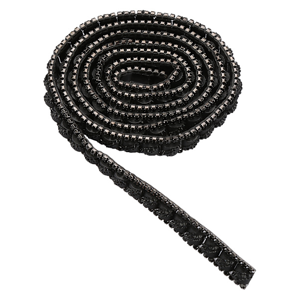 1 metri Rhinestone-liimakankaan nauhaverkko rulla DIY-koristelu 1 cm leveys (Musta)