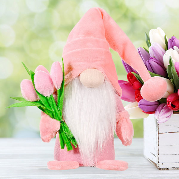 Äitienpäivä Gnome Kasvoton Nukke Pehmo Tomte Kääpiönukke Käsityö Koriste Lahja Tulpan Kimppu Äidille Kotiin