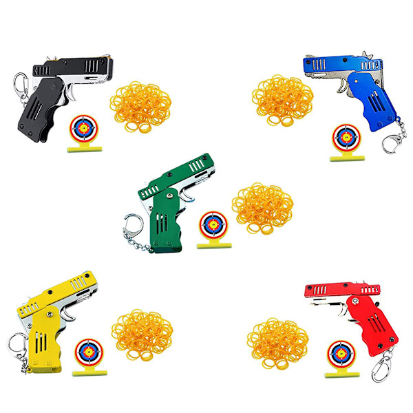 Mini Foldbar Gummibånd Legetøj Gummibånd Launcher Legetøj Nøglering Foldbar Håndlavet Legetøj til Voksne Børn