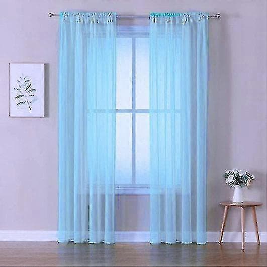 Voilegardiner med volanger i linoptikk transparent Blue