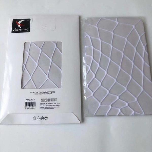 Nettstrømpe for kvinner Sort strømpebukse Fiskenett Svart/hvit White Large grid